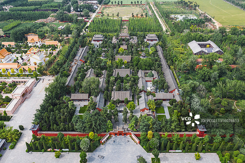 河南洛阳白马寺全景航拍图片素材