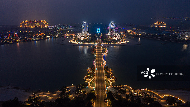 海花岛大桥夜景图片素材