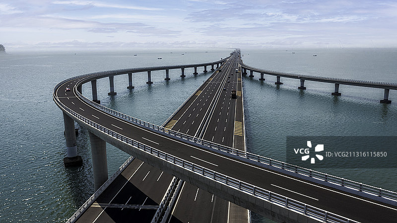 俯拍胶州湾跨海大桥图片素材