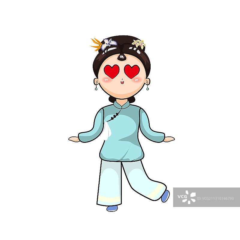 元素-古装爱心小女孩图片素材