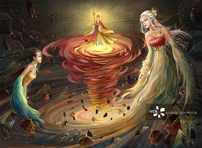 白蛇传法海和白蛇青蛇西湖打斗图片素材