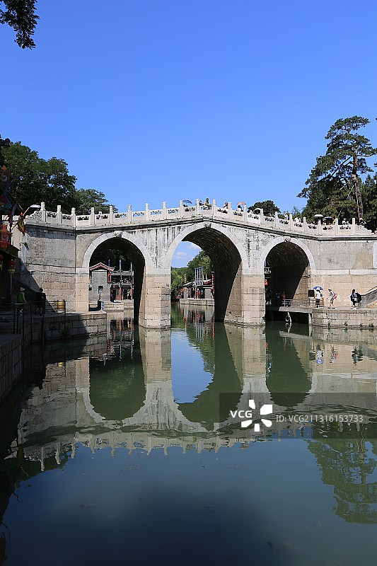 北京颐和园苏州街三孔石桥图片素材