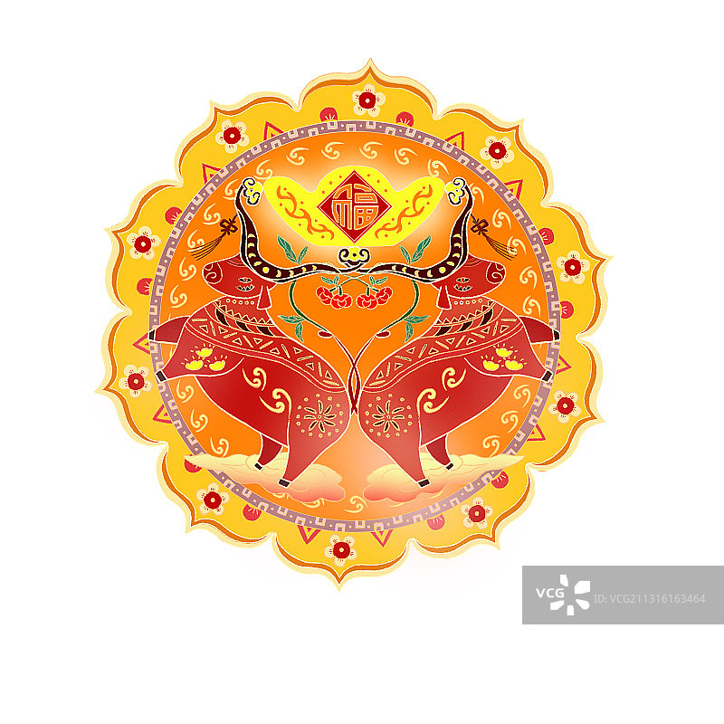 牛角勾福，万事如意图片素材