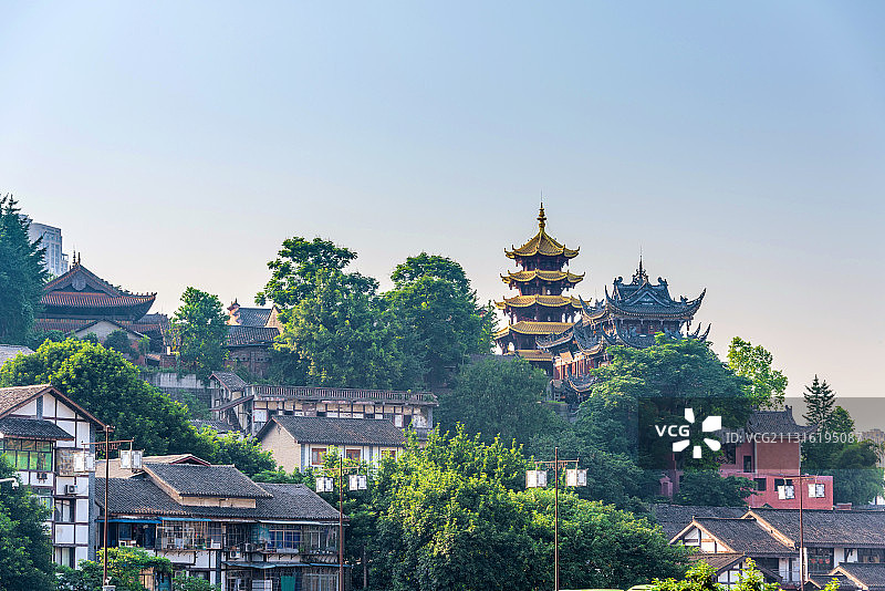 中国重庆磁器口古镇宝轮寺塔图片素材