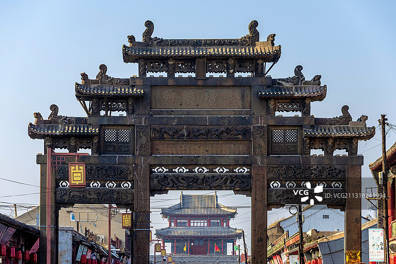 中国辽宁葫芦岛兴城古城祖氏石坊图片素材