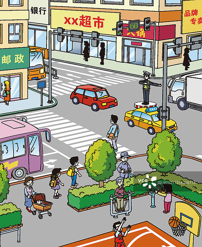 插画：街景图片素材