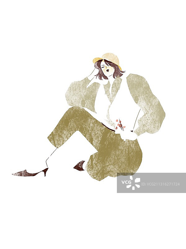 时尚穿搭西装少女插画图片素材