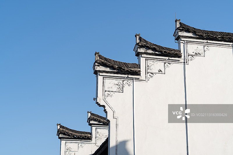 白墙黑瓦马头墙图片素材