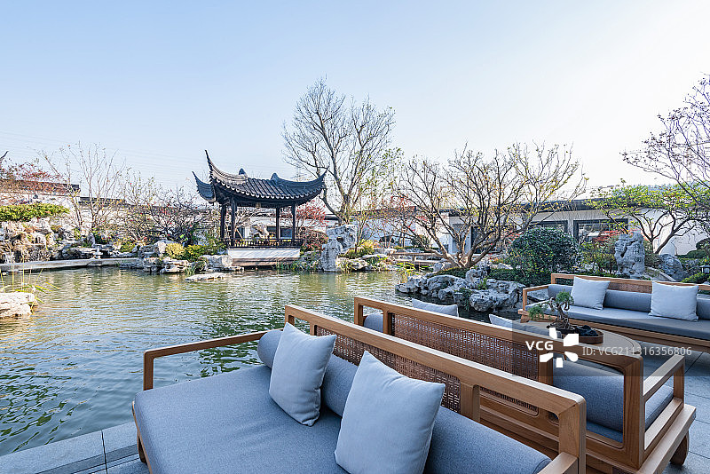 新中式庭园休闲空间图片素材