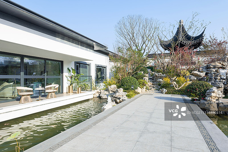 现代园林建筑庭园居住区图片素材