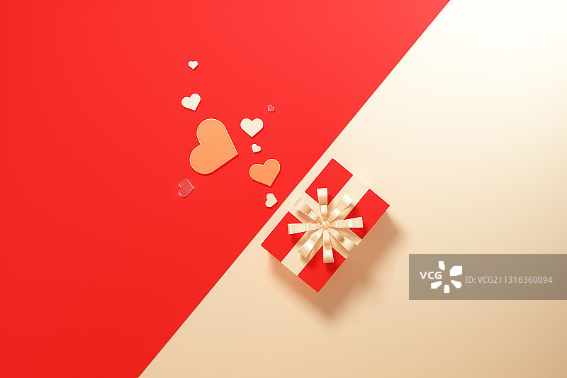 3D渲染的礼盒爱心场景图图片素材