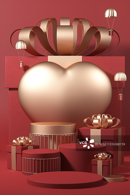 3D渲染的几何图形场景图图片素材