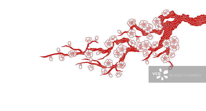 白色背景中的剪纸梅花图片素材