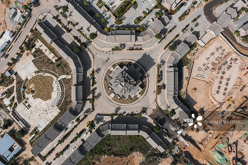 陕西渭南潼关古城钟楼航拍图片素材