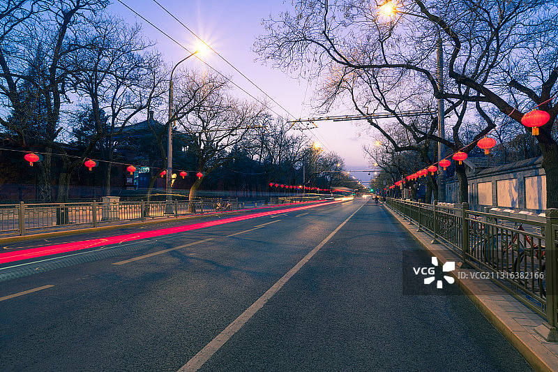 春节，灯笼，北京，道路，时间图片素材