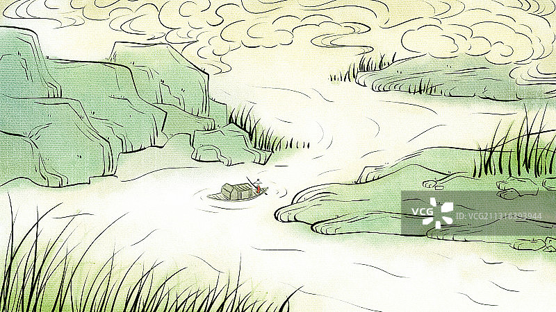 古风山水插图图片素材