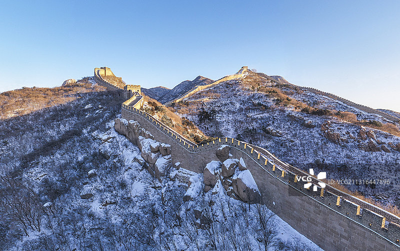 雪后北京延庆八达岭长城图片素材