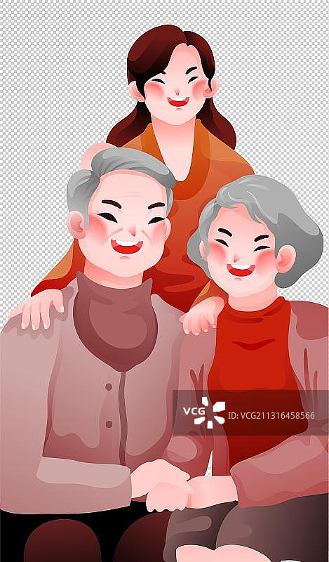 云拜年-视频拜年-老夫妻和女孩图片素材