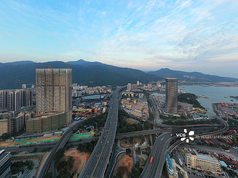 广东省深圳市盐田区盐田港口国际集装箱码头航拍图片素材
