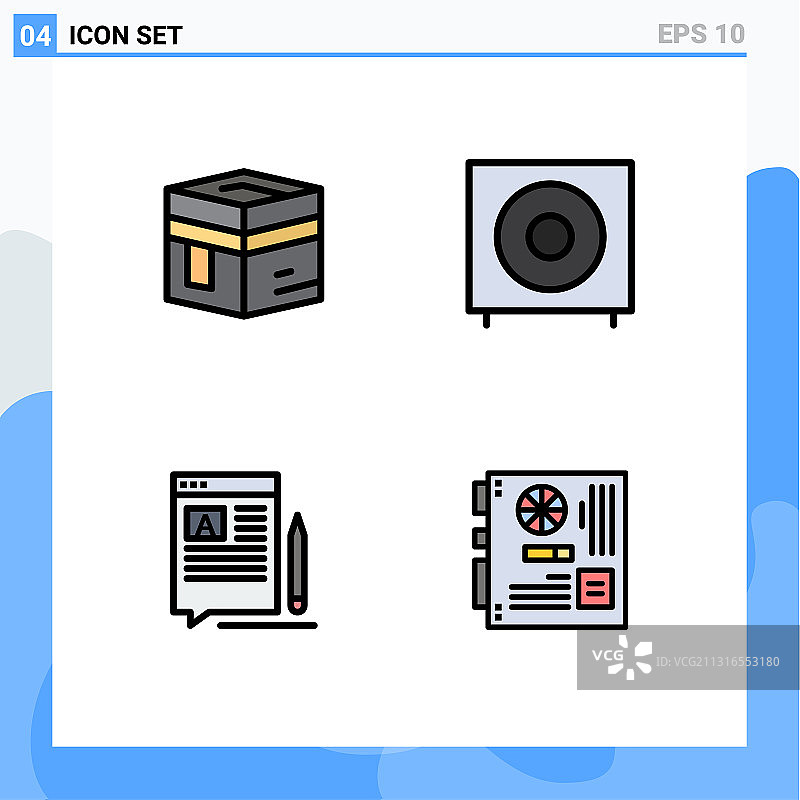 可编辑线包4简单填充线平图片素材