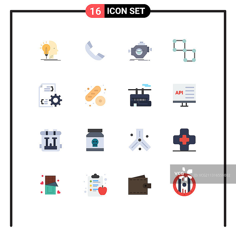 现代集16平色象形文字为一体图片素材