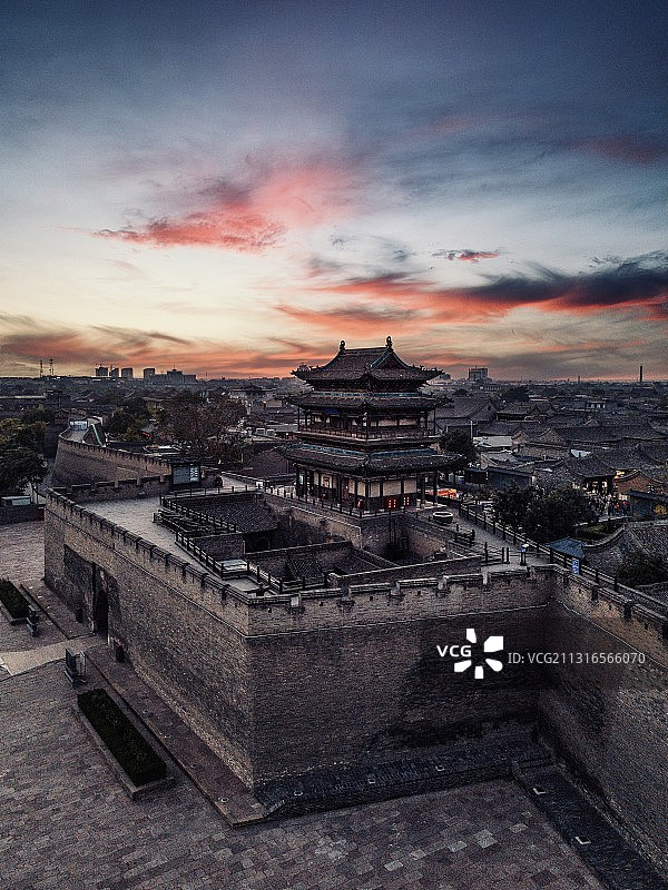 平遥古城航拍图片素材