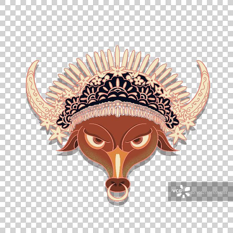 苗族牛头插画元素图片素材