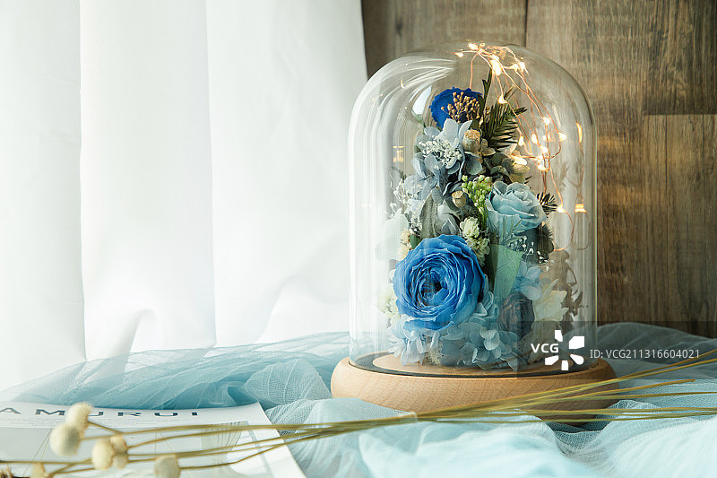 永生花 干花 玫瑰 玻璃罐 灯 唐老鸭 ins风图片素材