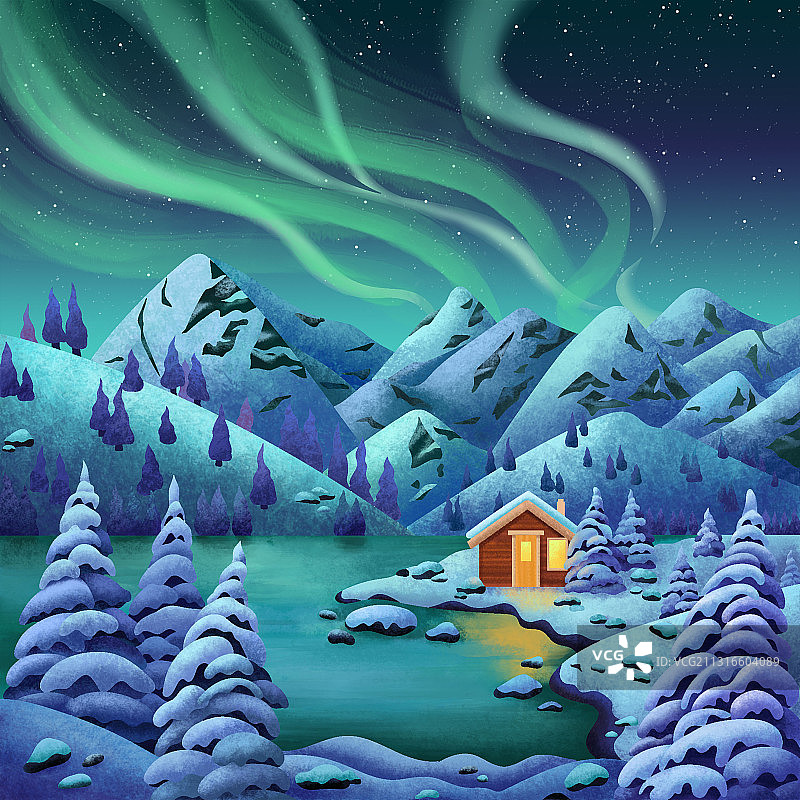 极光小屋图片素材