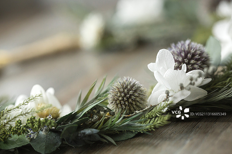永生花 ins风 花环 草 挂件 圆形 画框 简约 欧式图片素材