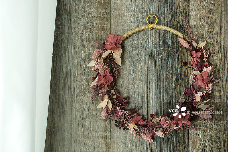 永生花 ins风 花环 草 挂件 圆形 画框 简约 欧式图片素材
