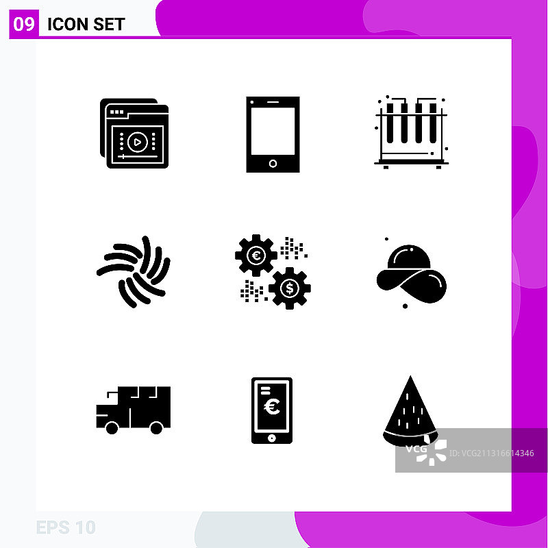 设置9个商业实体雕文包图片素材