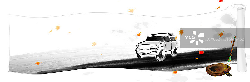 中国风水墨汽车广告设计背景元素图片素材
