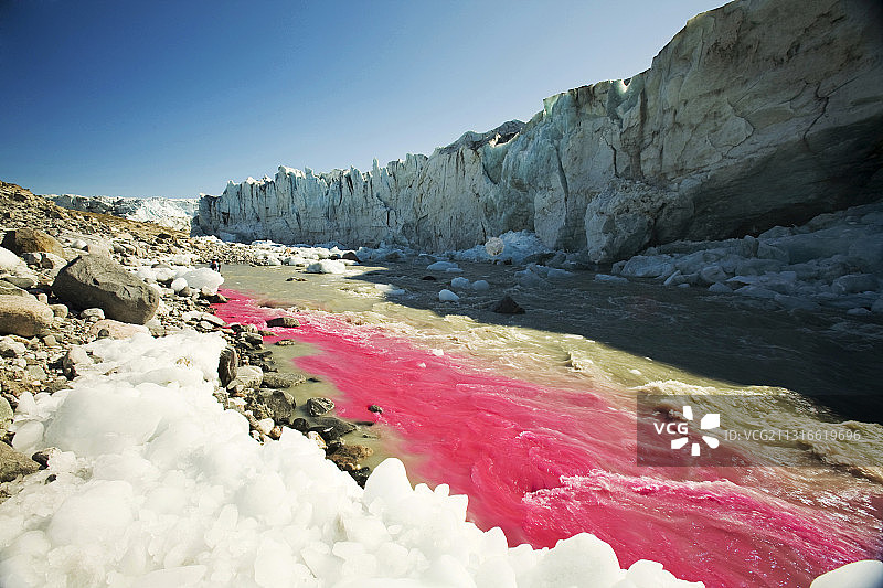 用于测量格陵兰岛罗素冰川速度的染料追踪技术图片素材