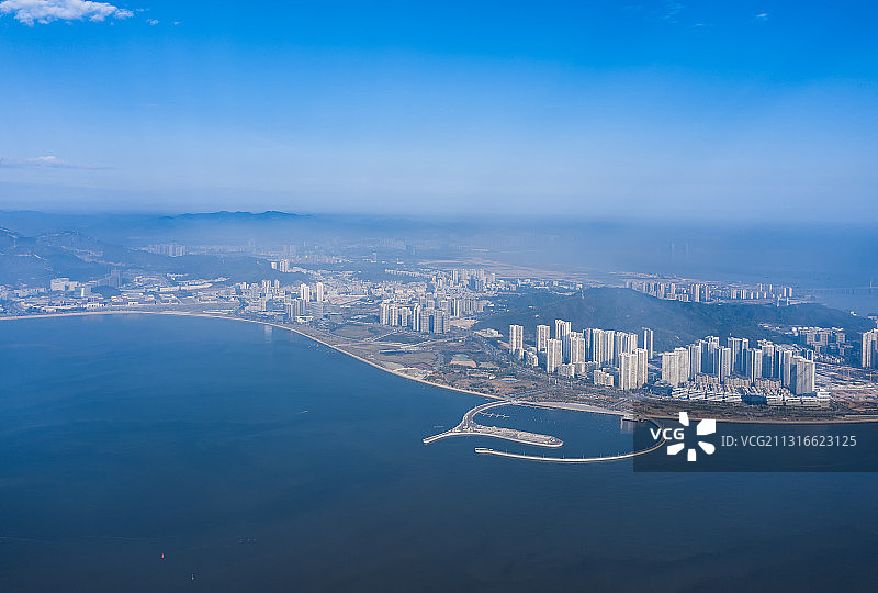 珠海唐家高新区情侣北路格力海岸航拍图片素材