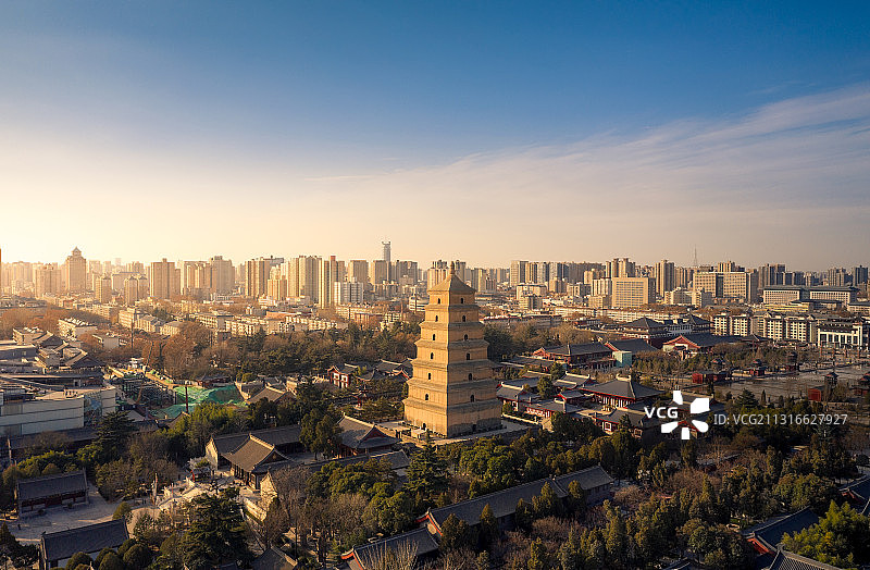 西安大雁塔航拍图片素材