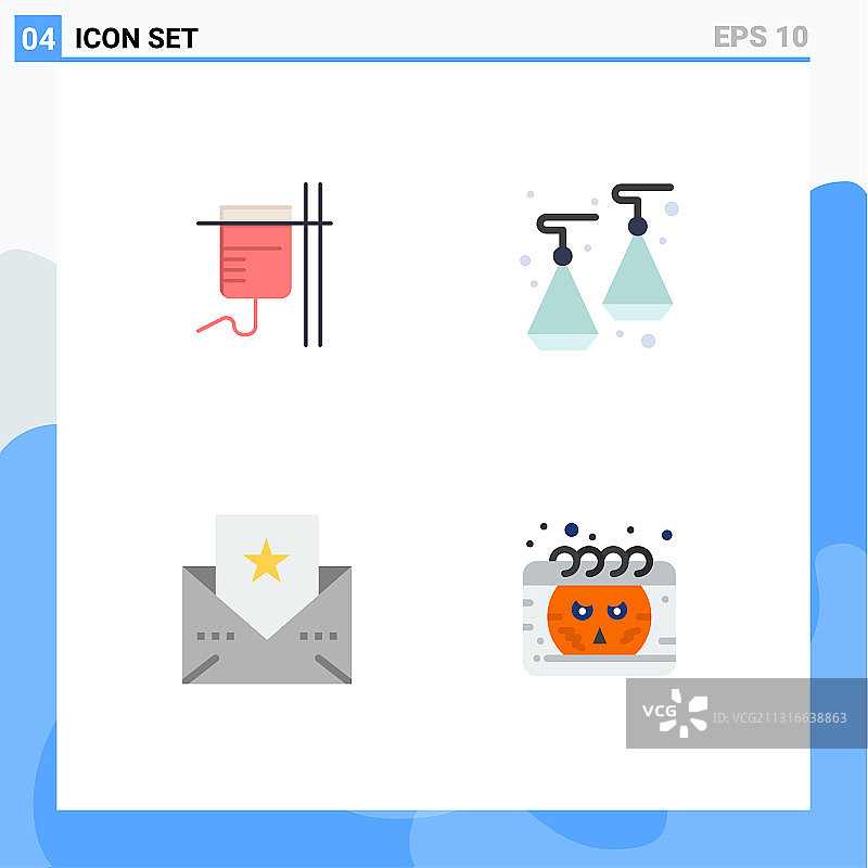 4个现代扁平医疗保健图标图片素材