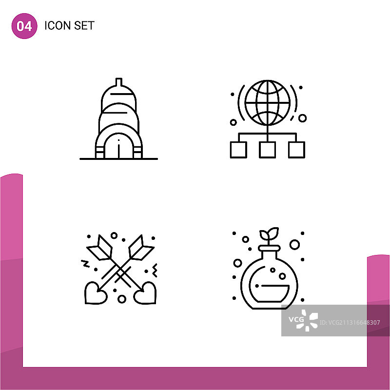 4主题填充线平面颜色和可编辑图片素材