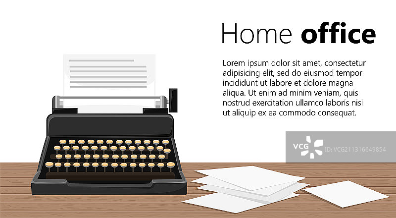 黑色复古打字机与纸张图片素材