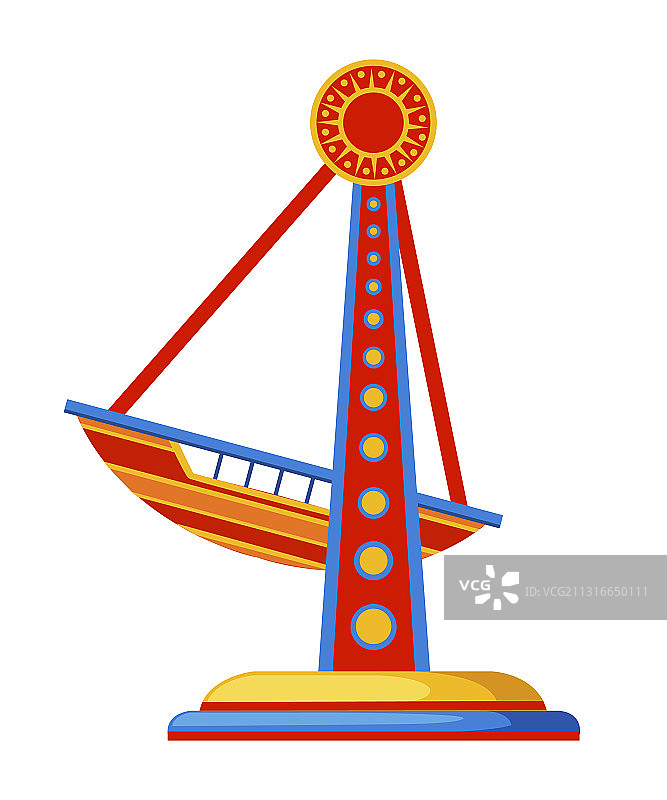 彩色海盗船游乐园设施概念图片素材