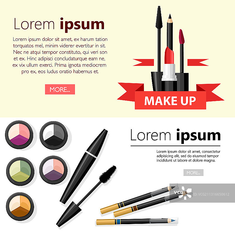 眼影盘眉笔化妆概念图片素材