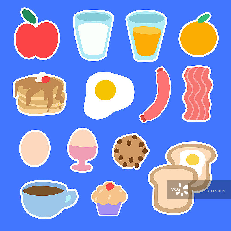 扁平风食物零食涂鸦剪贴画图片素材