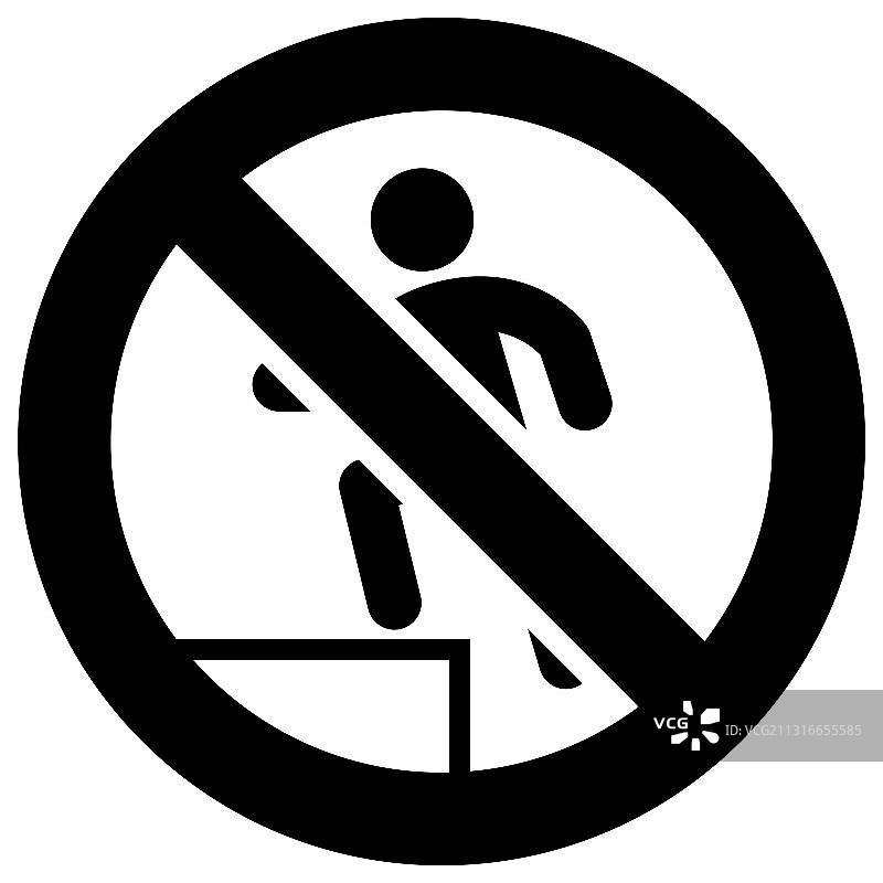 禁止踩踏圆形贴纸图片素材