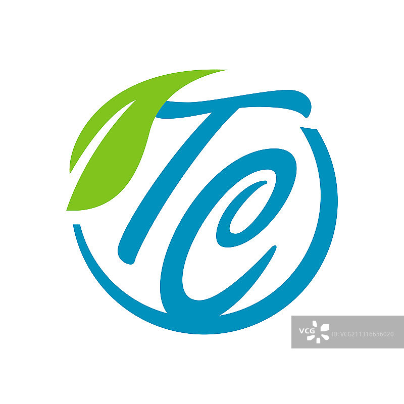 字母TC与树叶组合Logo图片素材