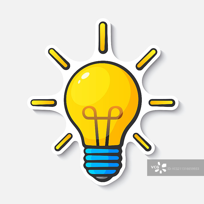 卡通漫画风格灯泡贴纸图片素材