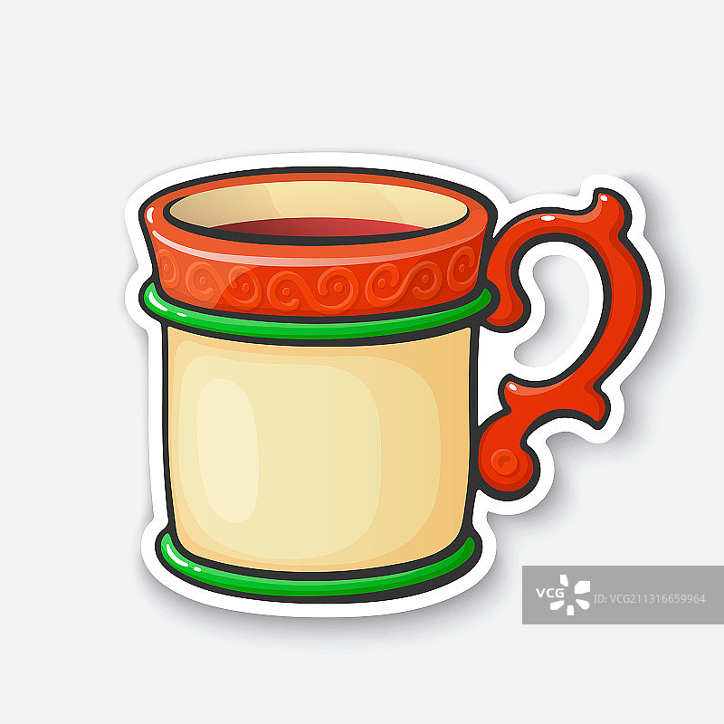 卡通圣诞热红酒杯贴纸图片素材