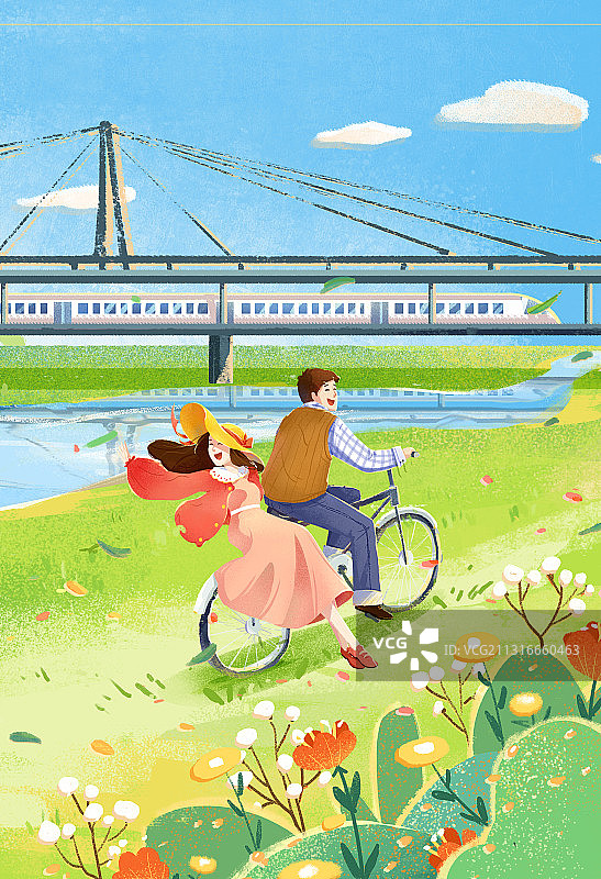 春天踏青插画图片素材