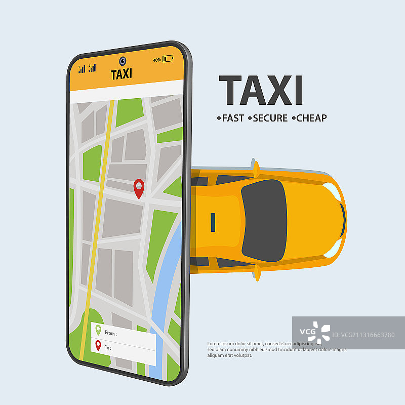 在线订购出租车和租赁服务图片素材