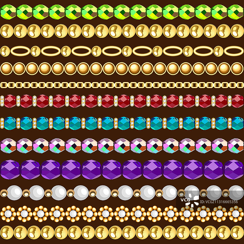 金色珠宝链珠子无缝图案图片素材