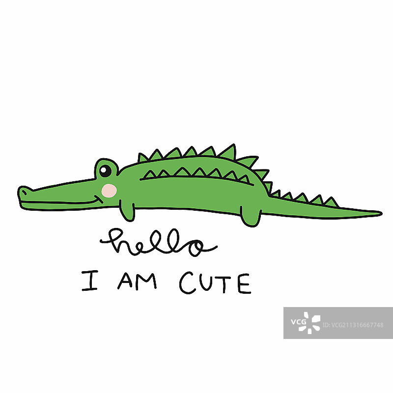 可爱鳄鱼卡通形象问候图片素材